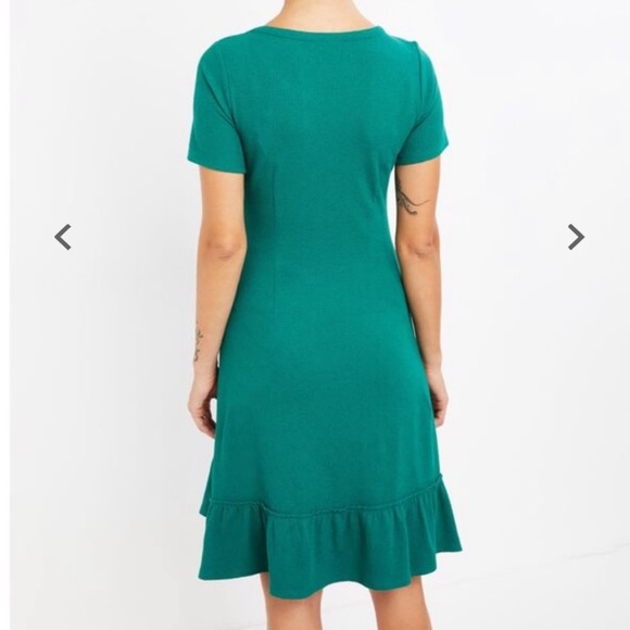 A Pea In the Pod EUC Side Bow Tie Ruffle Maternity Green MIDI Dress - Picture 2 of 11